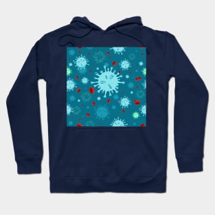 Seamless Pattern Turquoise Virus Disease Hoodie